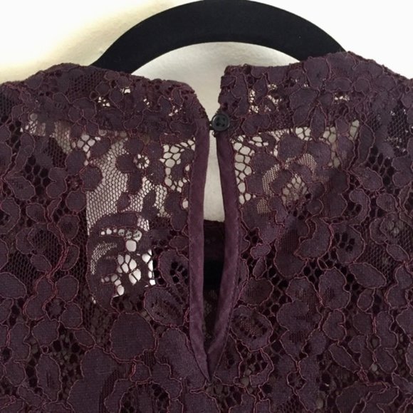 LOFT | Plum/Merlot Lace Bell Tie-Sleeve To… - Picture 5 of 7